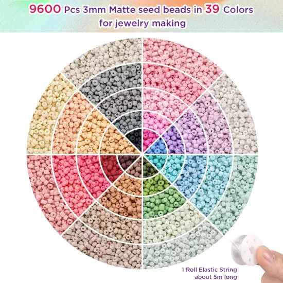 3mm Seed Beads Matte, 39 Colors Frosted Seed Beads for Bracelet Making, Friendship Bracelet Beads for Girls Adults, Small Beads for Jewelry Making DIY Craft {3}
