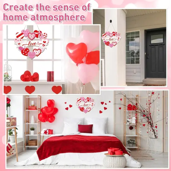 Paintable Valentines Ornaments 3 Sets, Wooden Valentines Ornaments to Paint, Unfinished Love Signs Wreaths Wood Crafts for Painting, Wooden Cutouts DIY Wood Crafts for Kids Adults Door Decor {3}