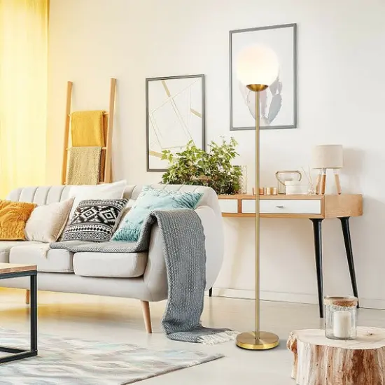 67 Inch Frosted Glass Globe Floor Lamp 9W LED Bulb Perfect for Any Room {3}