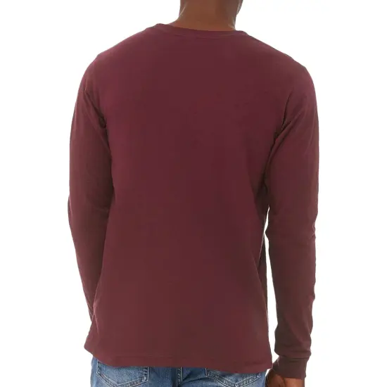 Bella + Canvas Long Sleeve T-Shirt, Men&rsquo;s Heavy Cotton Jersey Tee, Multicolor Maroon {3}