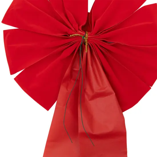 Northlight 14" x 34" Red 9-Loop Velveteen Christmas Bow Decoration {7}