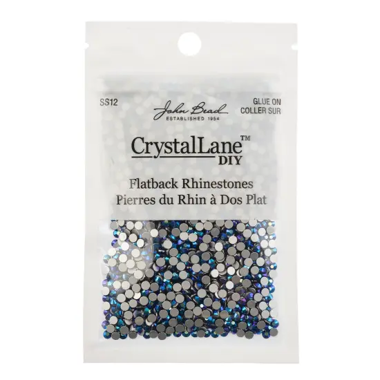 Crystal Lane DIY SS12 Glass Flatback Rhinestones, 2880pcs Jet AB {3}