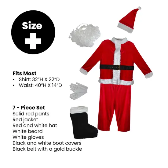 Northlight 40" Red and White Traditional Santa Claus Men's Christmas Costume Set - Plus Size Purple {4}