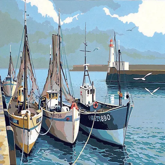 Needlepoint canvas for halfstitch without yarn Canvas The Trawlers SE929.106 Seg De Paris Printed Tapestry Canvas {1}