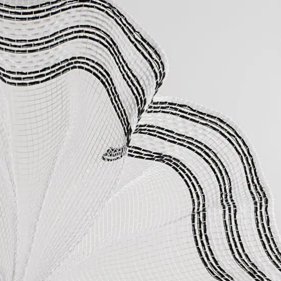 10" Border Stripe Faux Jute Mesh Ribbon: White/Black (10 Yards) {2}