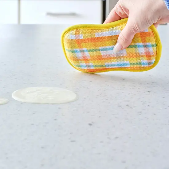 Lemon Plaid Reusable Scrubbies, Set of 4 {3}