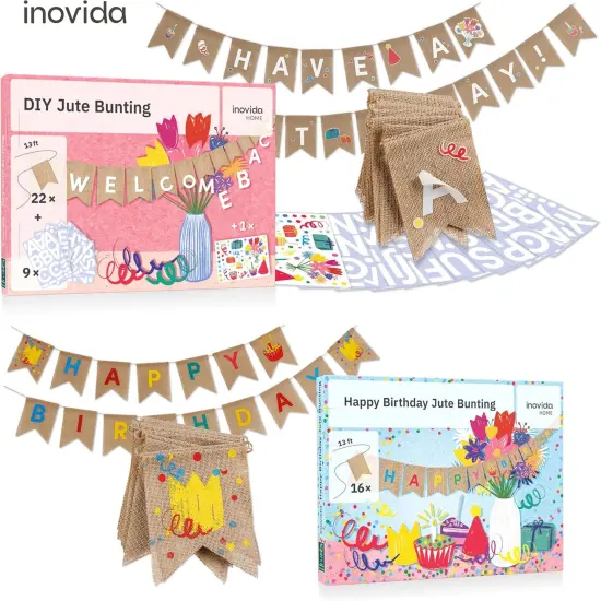 Happy Birthday Banner &ndash; 13 ft Reusable Burlap Pennant Garland &ndash; Colorful Party Bunting for Kids and Adults &ndash; Birthday Decorations {3}