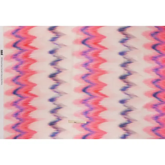 1 Yard High Horizons Polyester Mikado Fabric Pink Purple Peach Ikat Zig Zag Stripes 57 inch Width {3}
