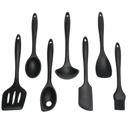 Chef Craft 7 Piece Premium Silicone Kitchen Tool and Utensil Set Black {1}