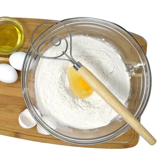 Norpro 12-inch Danish Dough Whisk, Wooden Dutch Whisk with Stainless Steel Dough Hook {6}