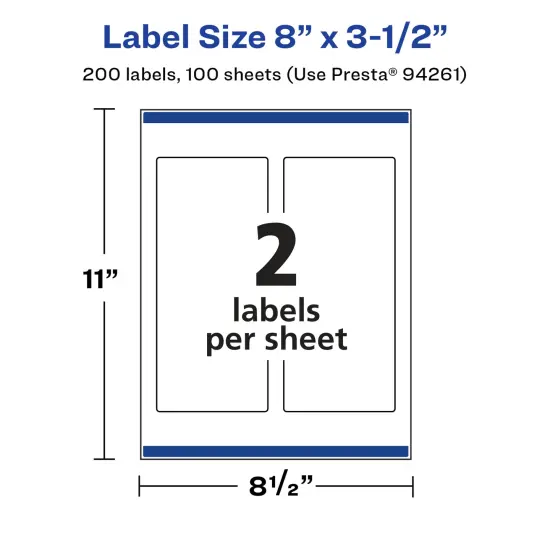 Avery Glossy White Rectangle Labels with Sure Feed, 8" x 3.5" {5}