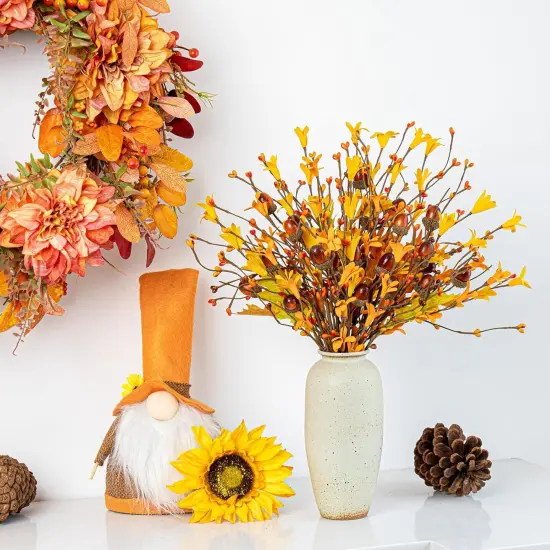12 Pack Fall Leaves Stems for Table Decoration {2}