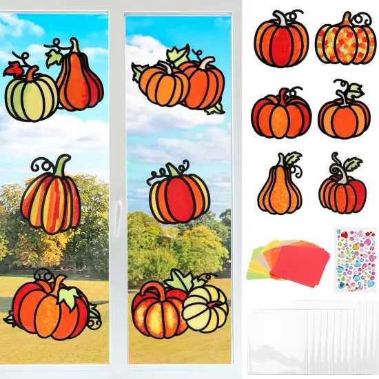 12 Pack Pumpkins Craft Kit Make You Own Pumpkin Stained Glass {1}
