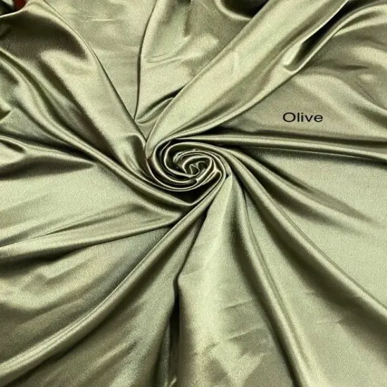 1 Yard Olive Crepe Satin Fabric Soft Shiny Double Sided Polyester 58 Inch Width {1}