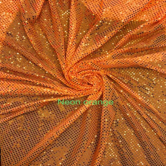 1 Yard Neon Orange Small Confetti Sequin Mesh Fabric for Apparel, D&eacute;cor & Crafts 42" Wide {1}
