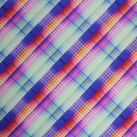 Digitized Plaid Printed Spandex Fabric {2}