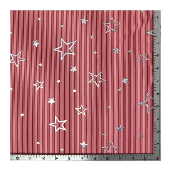 Candy Stripe Stars Foil Printed Spandex Fabric {3}