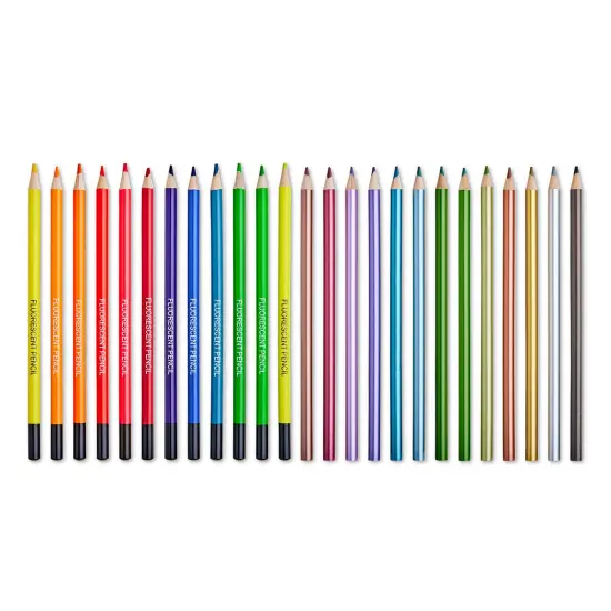 KINGART&reg; Colored Pencil Set, 24 Metallic & Neon Colors {3}