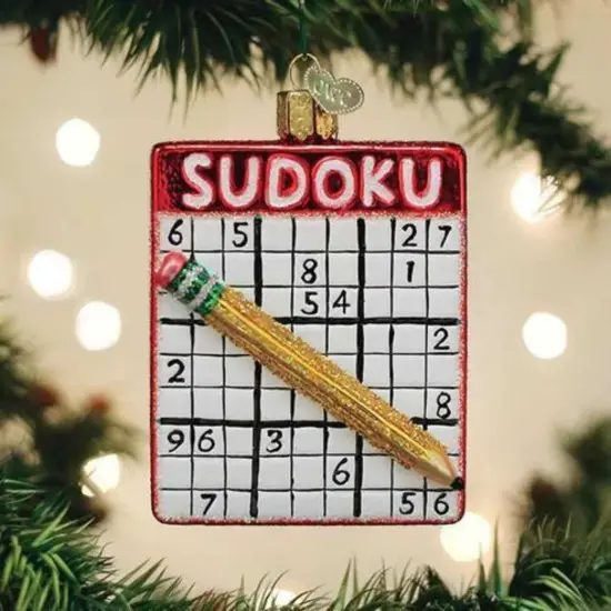 Old World Christmas 3.5 Inch Sudoku Christmas Tree Ornament , Numbers Game Multicolored {3}