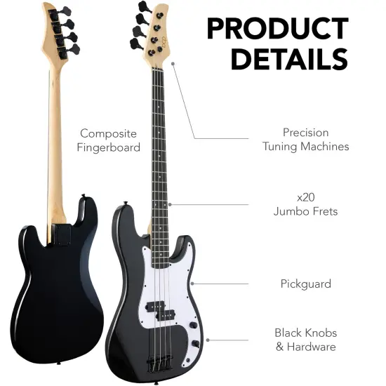 Best Choice Products Full Size Beginner 4-String Electric Guitar Bass Guitar w/ Padded Case Black/White {5}