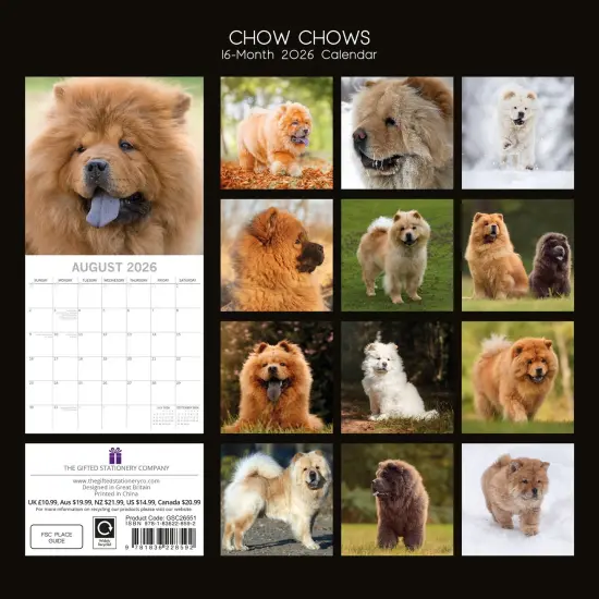 The Gifted Stationary 2026 Square Wall Calendar, Chow Chow, 16-Month Animals Theme Hanging Calendar with 180 Reminder Stickers, Month Planner for Home, or Creative Spaces, 12x12 In Multicolor {4}