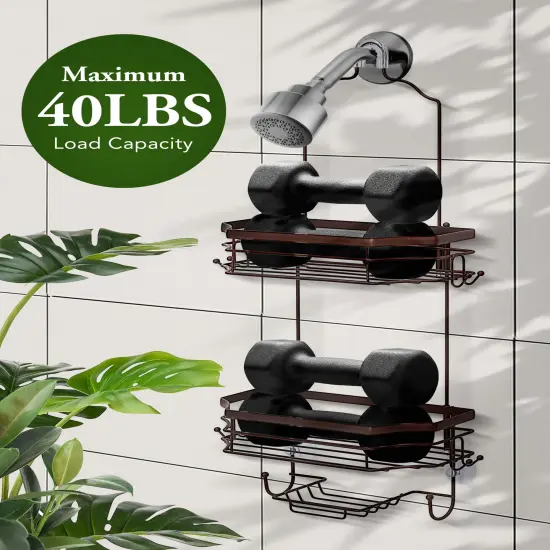 Bathroom Classic Hanging Over The Shower Head Caddy Brown {4}