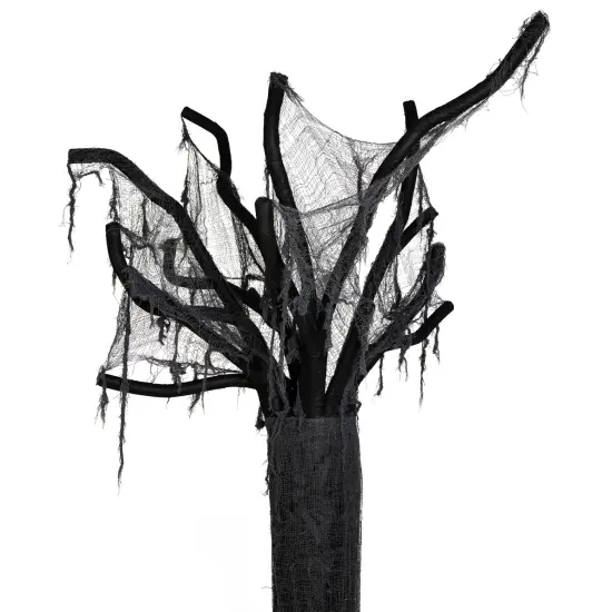 Northlight Standing Draped Ghost Tree Halloween Decoration - 7.5' - Black and Gray {5}