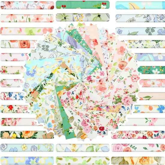 30 Pcs 10" Quilting Cotton Fabric Squares Floral Precut Fabric {1}