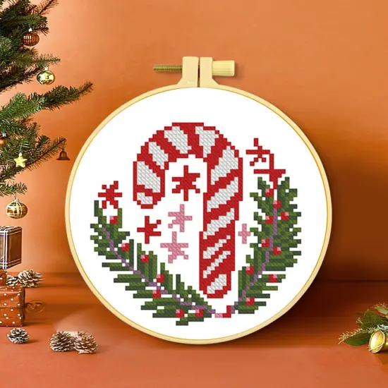 11 Count Stamped Cross Stitch Kits for Adults Beginners, Hand Embroidery Christmas Ornaments kit {5}