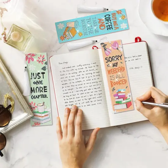8 Pieces Book Lovers Diamond Art Bookmarks 5d Beaded Bookmark {5}
