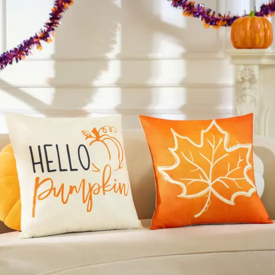 Fall Decor-Throw Pillow Covers 18x18 in Set of 4 {3}