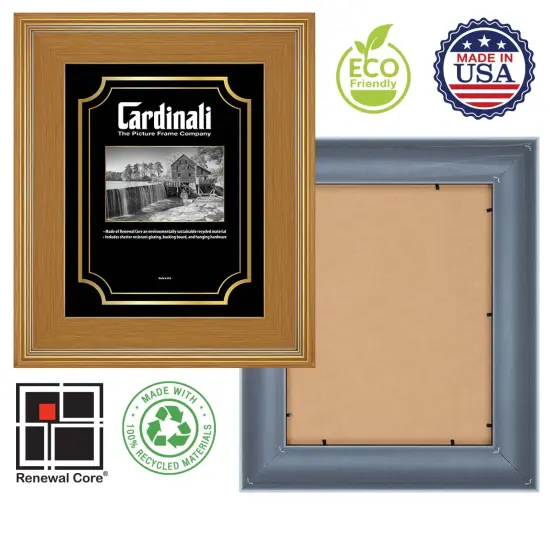 Cardinali Plein Air, Gold 11x14" Picture Frame with Acrylic Glazing & Cardboard Backing, for Photography or Canvas Frame, 3 Wide Moulding, 1/2 Rabbet Depth, D-Ring Hangers Included {5}