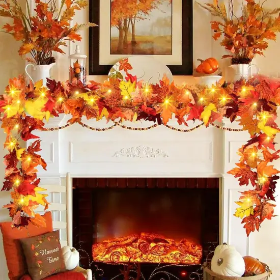 Fall Garland Leafs with Lights and Timer {3}