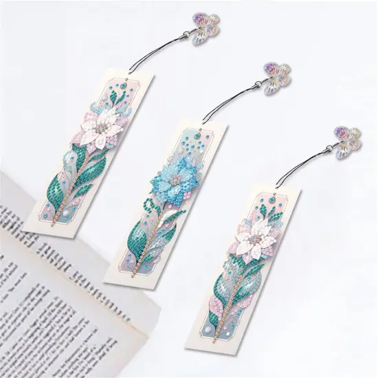 3pcs Flower Diamond Painting Bookmark Kits for Adult {3}