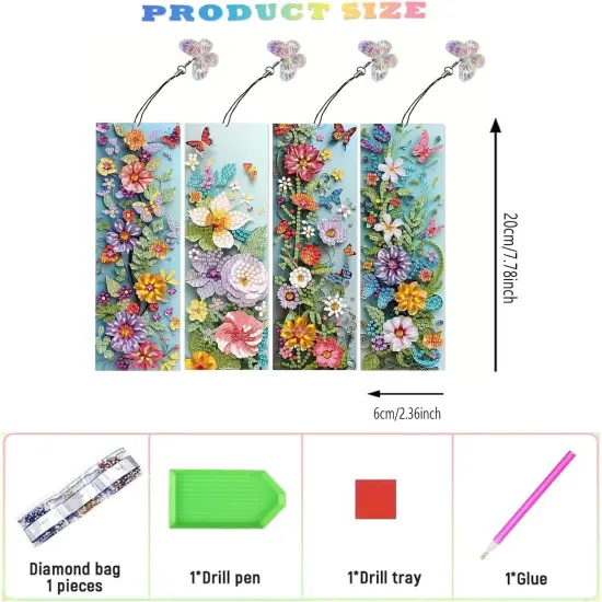 4pcs Diamond Painting Bookmark Kits for Adult(Flower) {3}