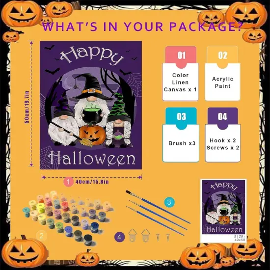 Halloween Gnome Paint by Numbers Kit - 16x20 Inch {4}