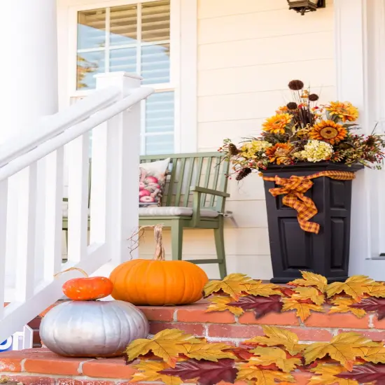 500PCS Artificial Maple Fall Leaves {5}