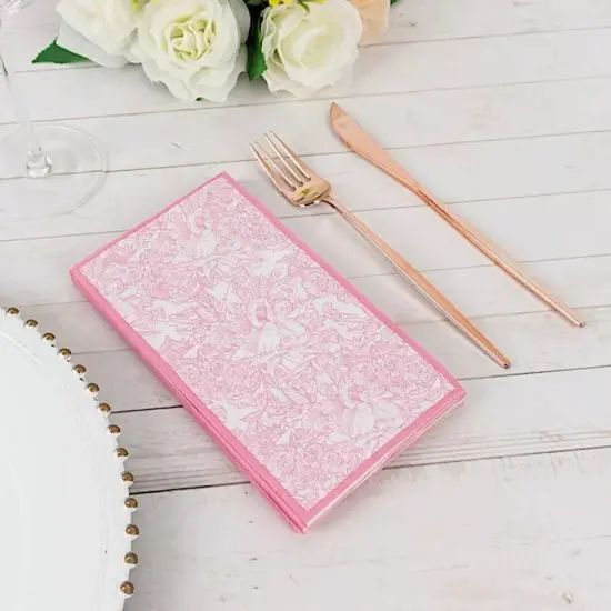 25 Pink Dinner Paper Napkins with Vintage Floral Print Party Events {4}