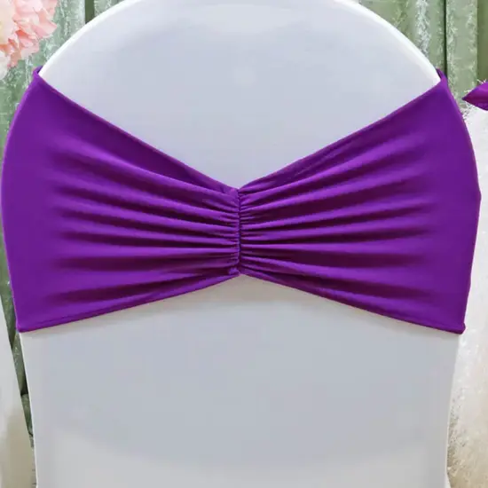 10 Pieces Purple Ruffled Spandex Chair Bands for Stylish Party Seating 8x13 inches {2}
