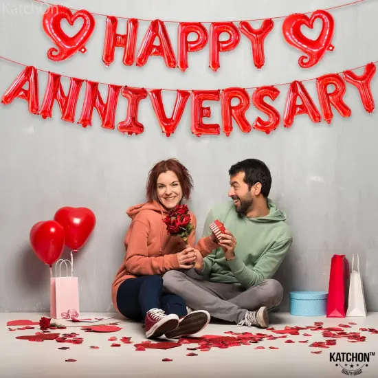 18 Inch Happy Anniversary Balloons Letters - Big Red Banner {2}