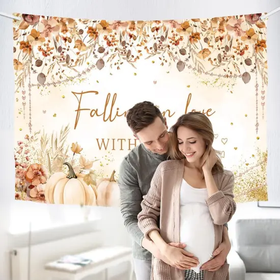 Wildflower Fall Little Pumpkin Baby Shower Banner- 5.9x3.6ft {4}