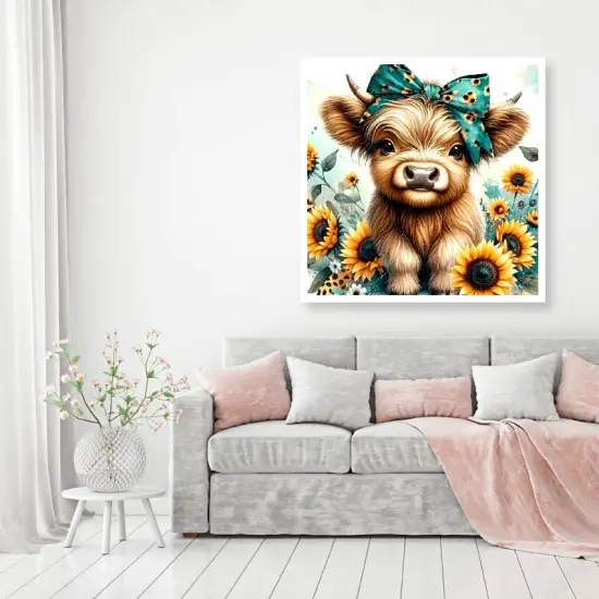 Diamond Painting Kits for Adults, 5D Cow and Flower Full Drill Diamond Art, DIY Highland Cow Diamond Art Kit Animal Gem Art for Home Wall Decor 12 X12 inch {2}