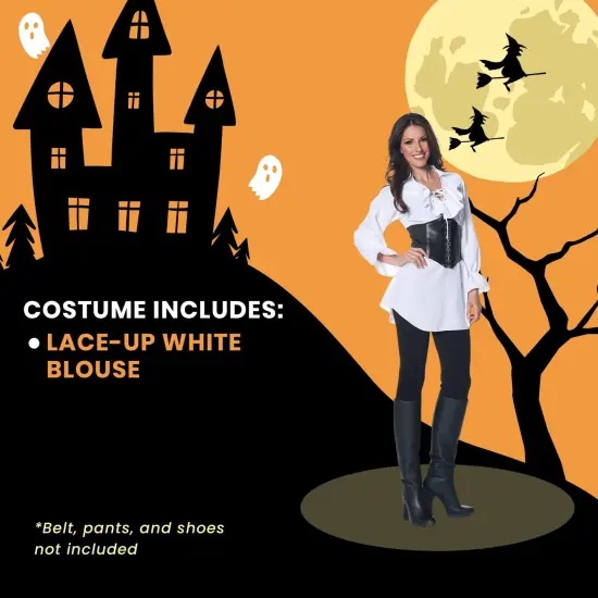 Pirate Adult Costume White Laced-Front Blouse {6}