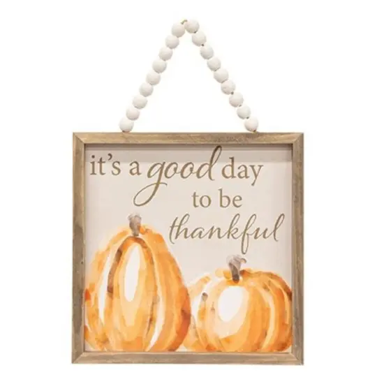 Autumn Themed Wooden Wall Signs with Beaded Rope Hanger Rustic Farmhouse Home Decor 2 Asstd. {2}