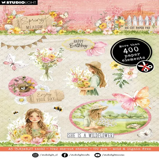 Spring Meadow Die-Cut Paper Pad 5.9"X8.25" 20/Pkg-Nr. 268 Elements {1}