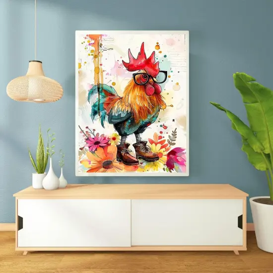 Chicken with Glasses Diamond Painting Kits 12x16 in {4}