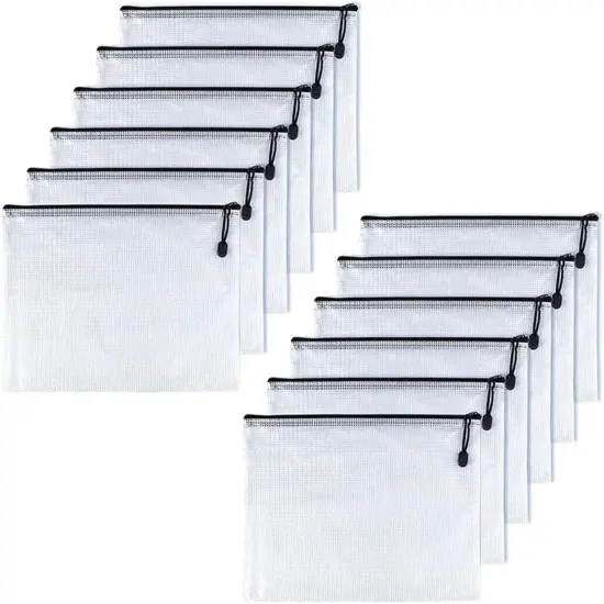 12 Pcs Plastic Small Zipper Pouch Document Folders Bag {1}