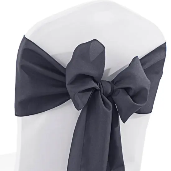 10 Pieces Pewter or Charcoal Polyester Chair Sashes, Sleek Wrinkle Free Event Styling 8"x108" {4}