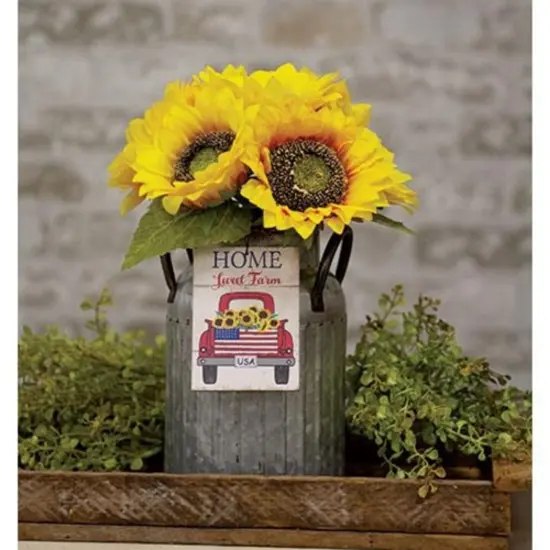 4"x3" Farmhouse Decor Ornament with Wooden &ldquo;Home Sweet Farm&rdquo; Sign Vintage Truck and Sunflowers {2}