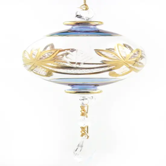 Special Etching Crystal Ball with Dangles Ornament - Blue {2}